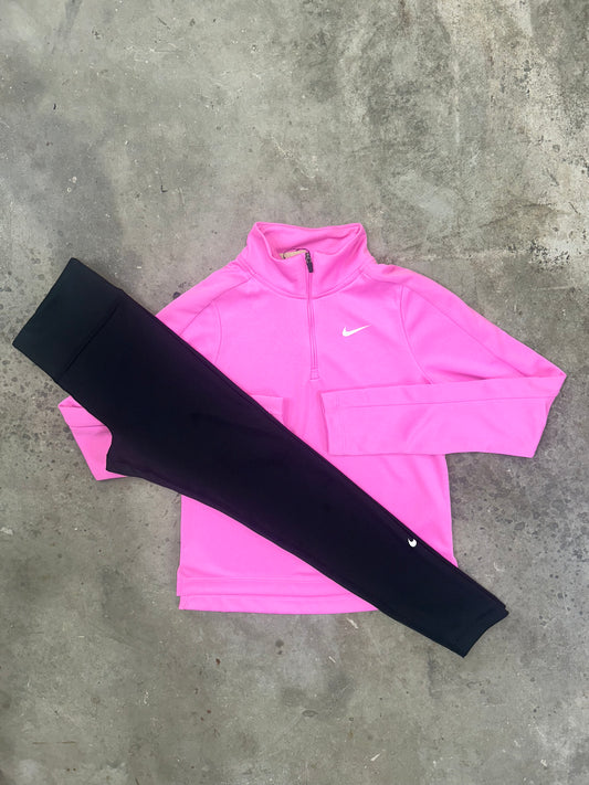 Nike Junior Pink Set - Half Zip / Leggings
