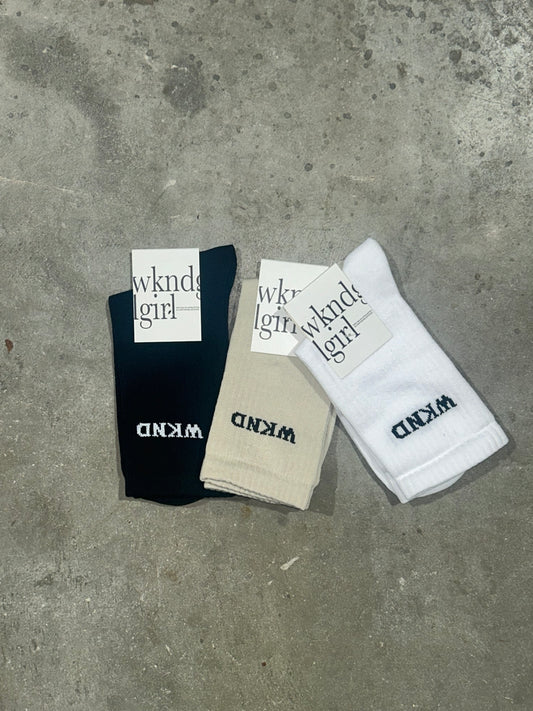WKND Girl Socks 3 Pack - White / Black / Stone