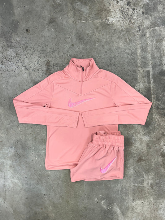 Nike Pink Swoosh Set - Half Zip / Shorts