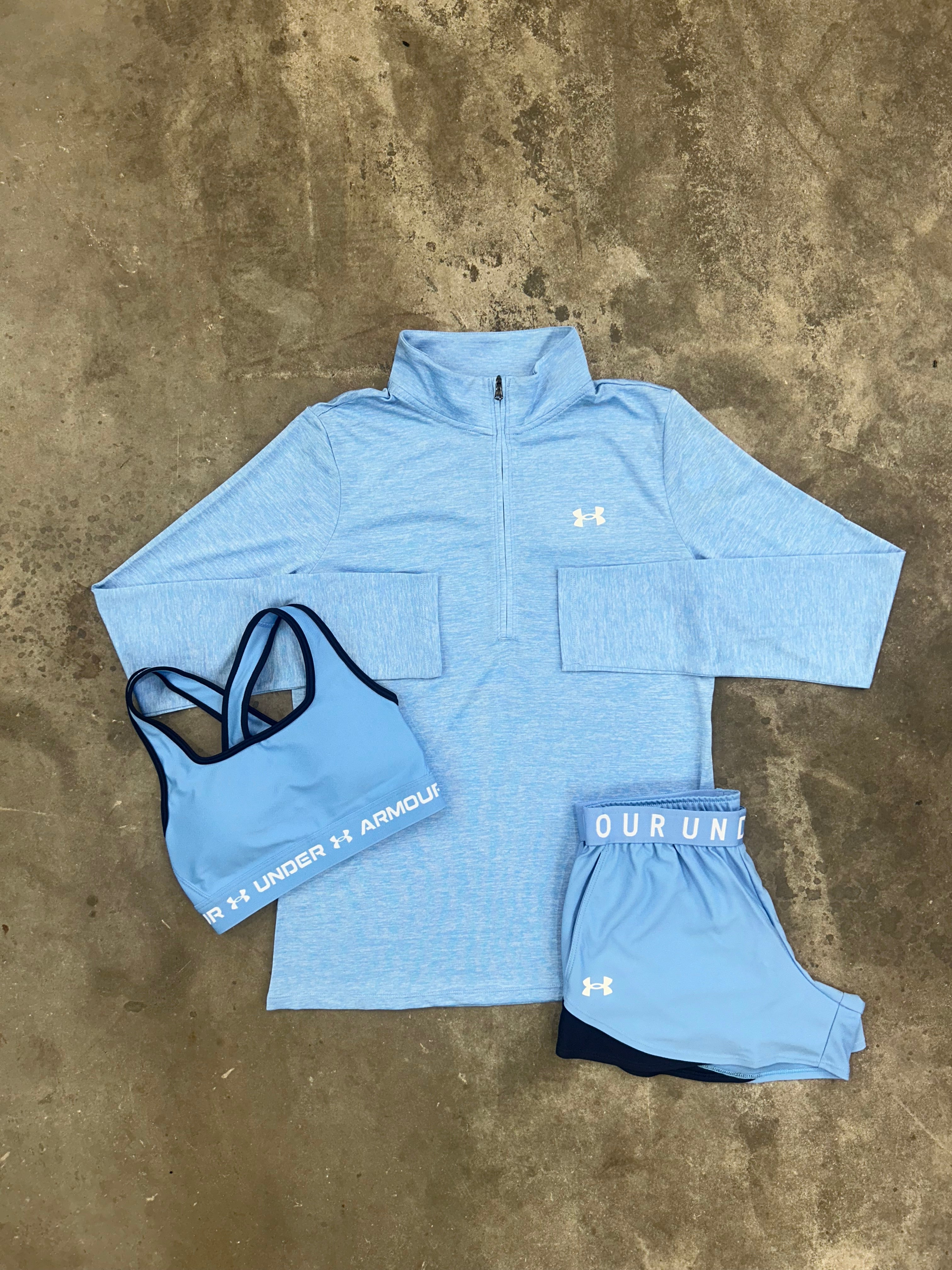 Under Armour Sky 3 Piece Set - Half Zip / Sports Bra / Shorts