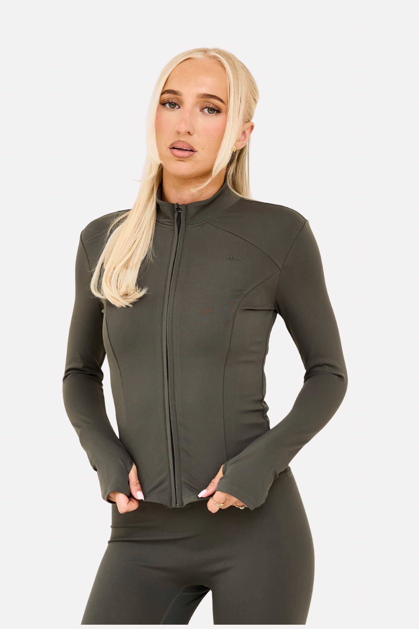 MDA Core Olive Zip Up Set - Zip Up Jacket / Wrap Leggings