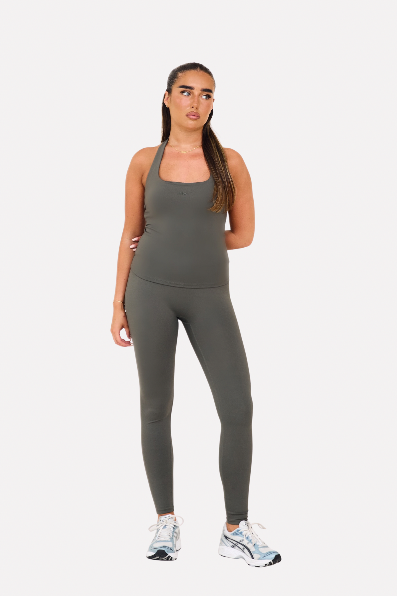 MDA Core Olive Halter Set - Halter Top / Wrap Leggings
