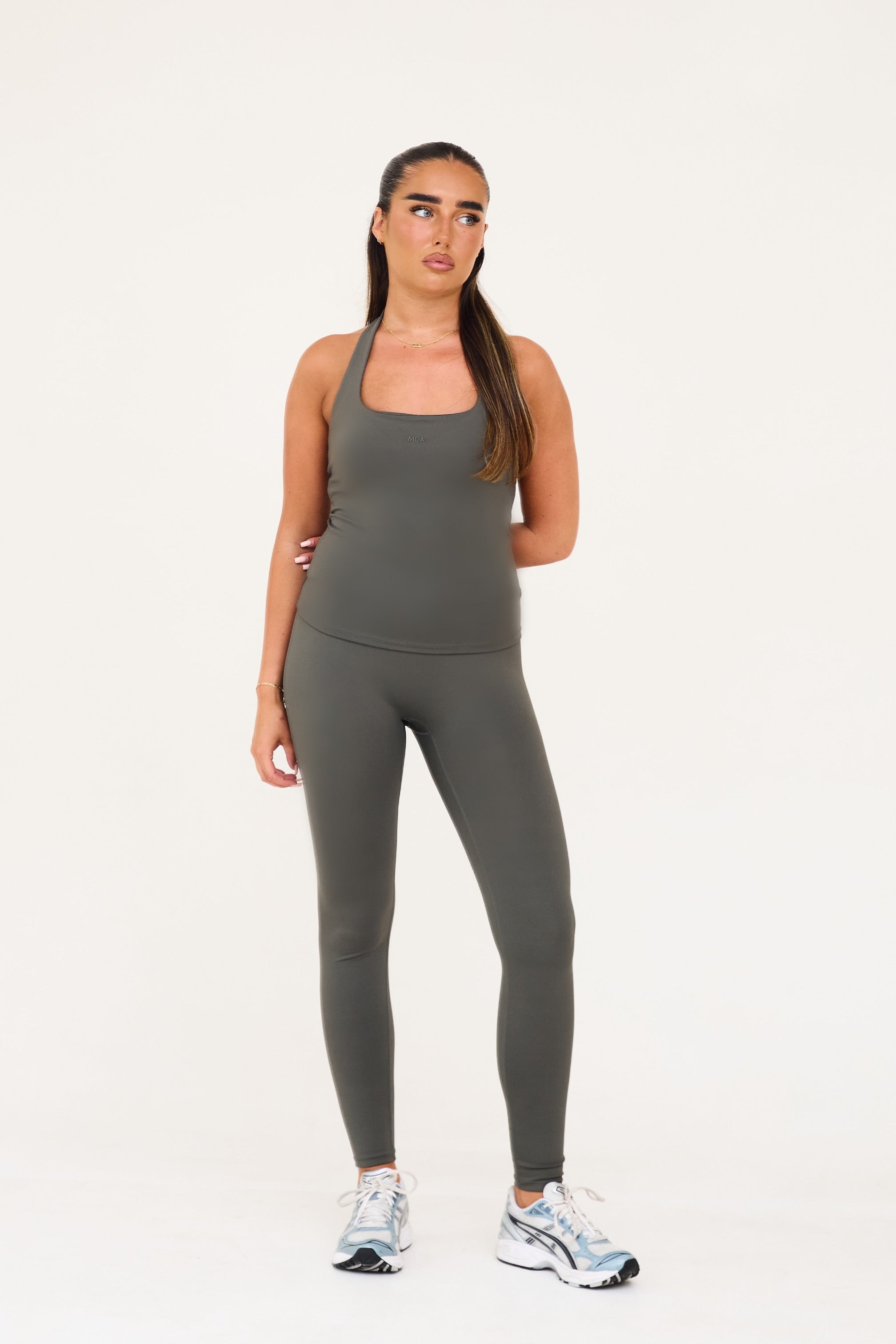 MDA Core Olive Halter Set - Halter Top / Wrap Leggings