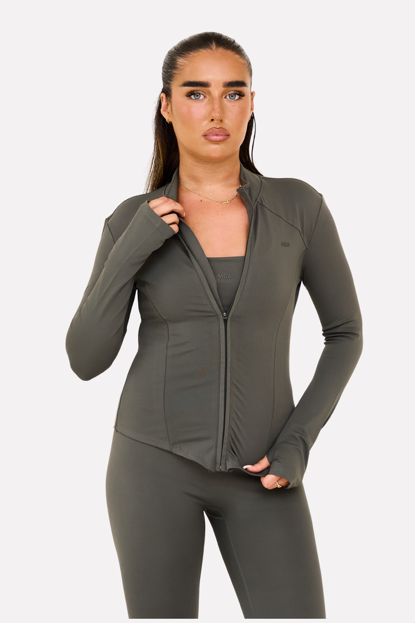 MDA Core Olive Zip Up Set - Zip Up Jacket / Wrap Leggings